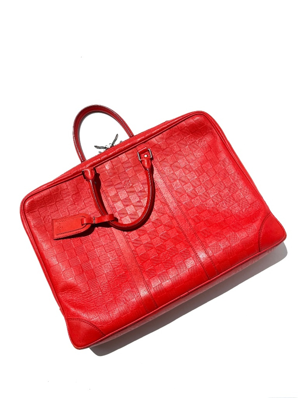 Louis Vuitton Porte Document Voyage Red Damier Infinity Leather Briefcase Bag